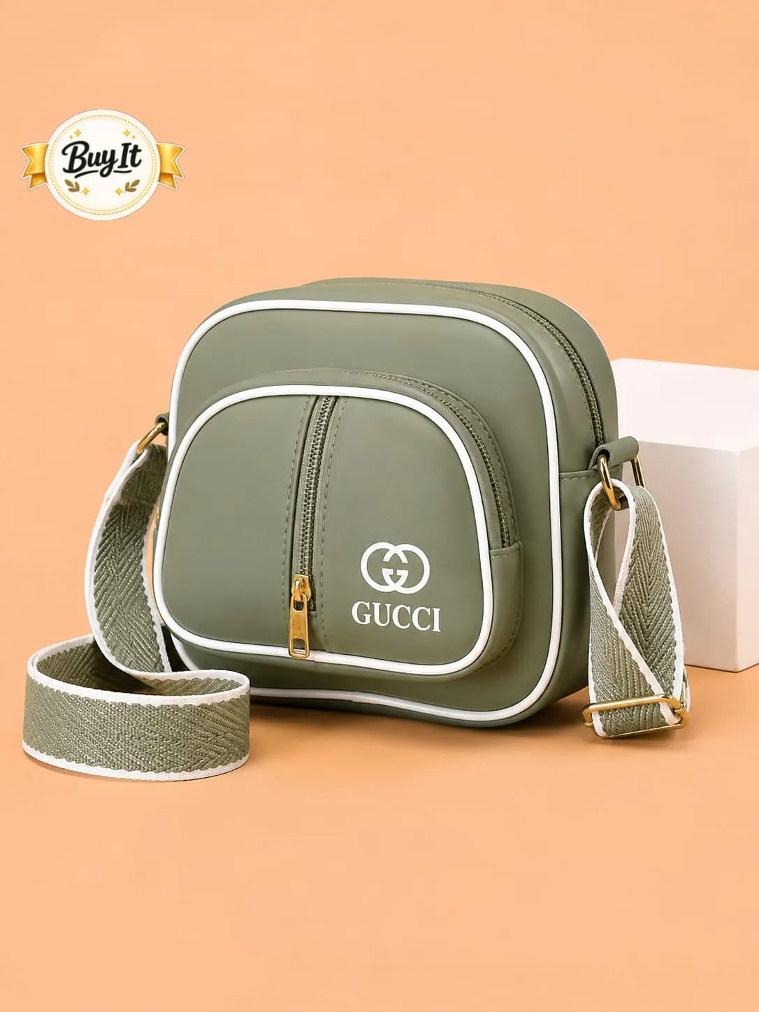 Luna Olive Luxe Digital Strap Crossbody Bag