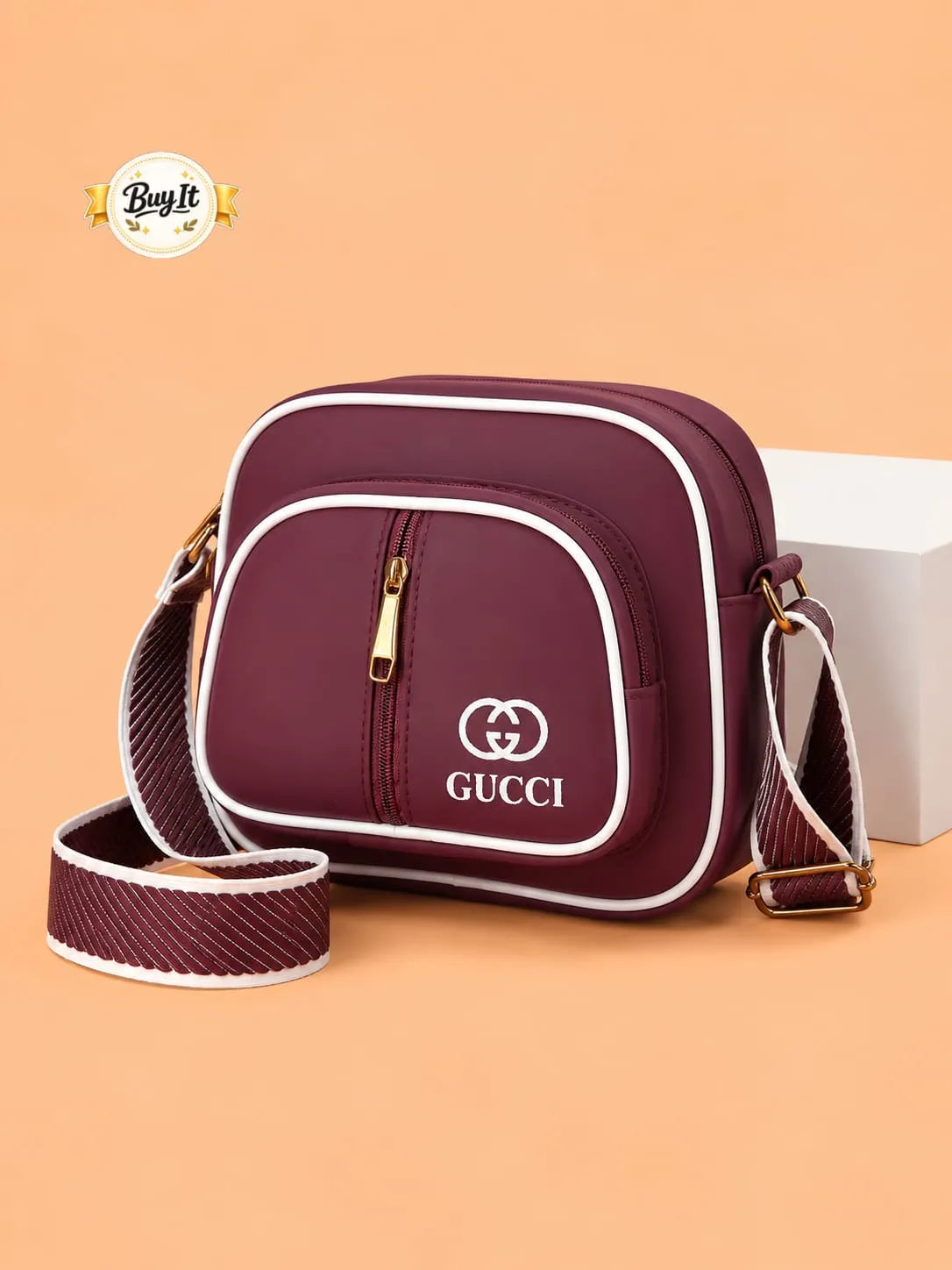Luna Maroon Elegance Digital Strap Crossbody Bag