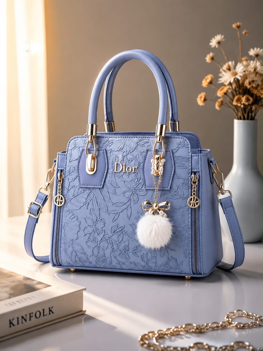 Rosalie Blue Blush Handbag