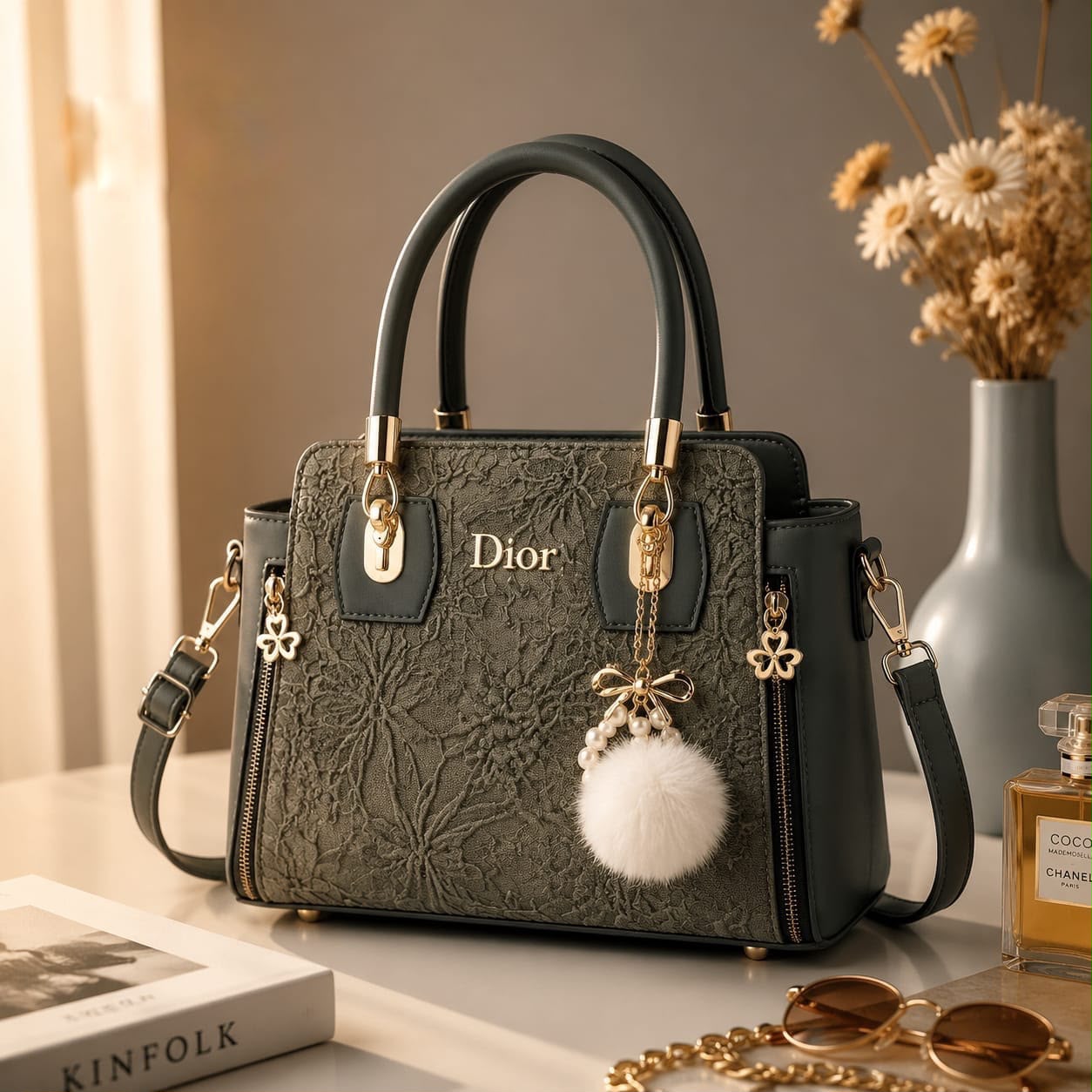 Rosalie Charcoal Blush Handbag